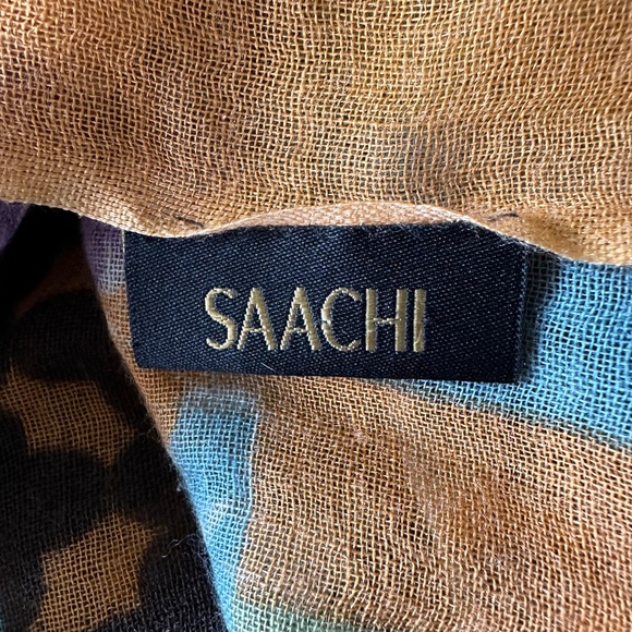 SAACHI Wool Silk Scarf Wrap Shawl  Floral Paisley Print - Picture 7 of 8